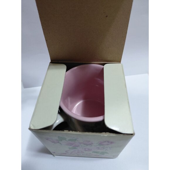 Vintage Roses & Ribbons Ceramic Mug 1987 By Potpourri Press 9 Oz Pink Floral Des - Picture 5 of 6